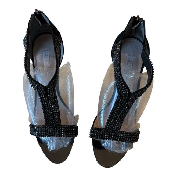 Glint Neiman Marcus Black Rhinestone Back Zipper 4” Heels Size 8.5 Occasion heel - Picture 2 of 10